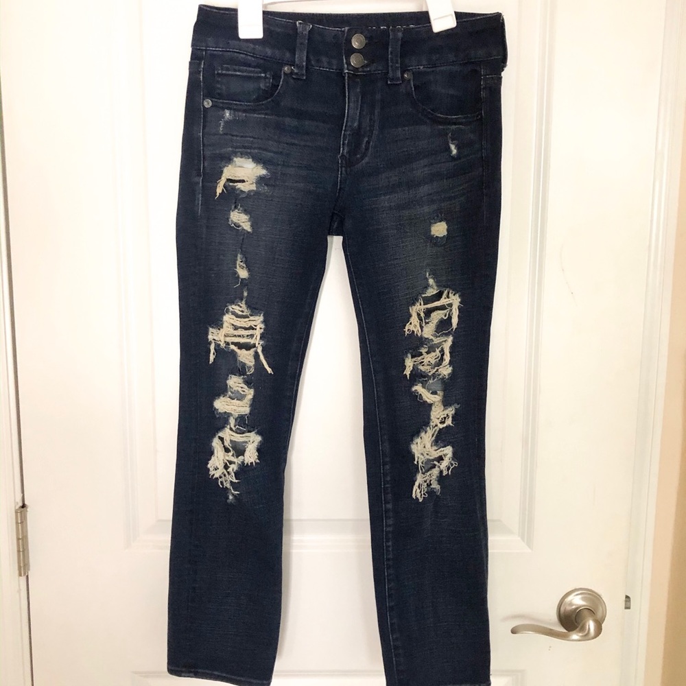 American Eagle Cropped Jeans Dark Super Stretch